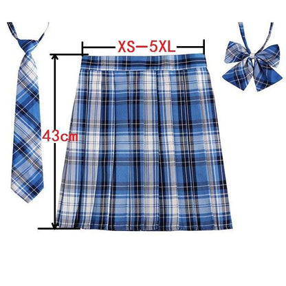Women Plaid Pleated Mini Skirt with Necktie XXS-5XL by HitMyNeed