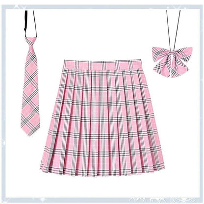 Women Plaid Pleated Mini Skirt with Necktie XXS-5XL 3 xs by HitMyNeed