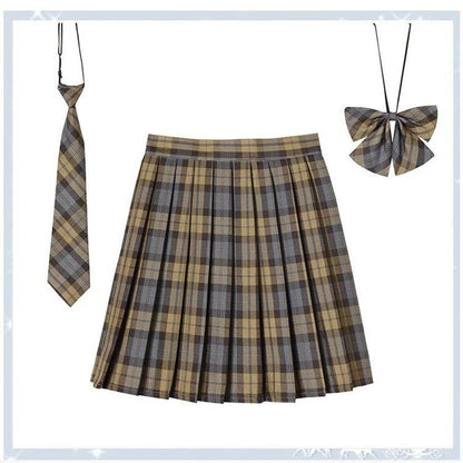 Women Plaid Pleated Mini Skirt with Necktie XXS-5XL 30 xxs by HitMyNeed