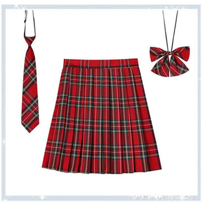 Women Plaid Pleated Mini Skirt with Necktie XXS-5XL 6 5xl by HitMyNeed