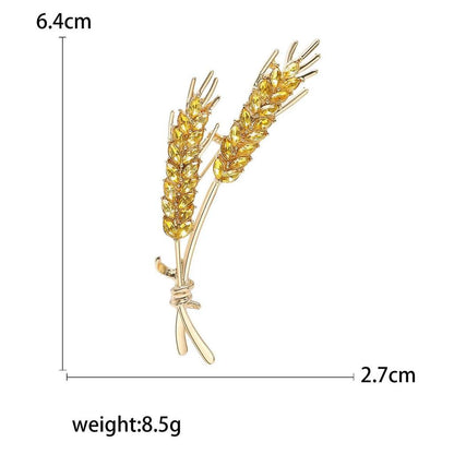 Women's 3-Color Rhinestone Wheat Brooch Lapel Pin by HitMyNeed