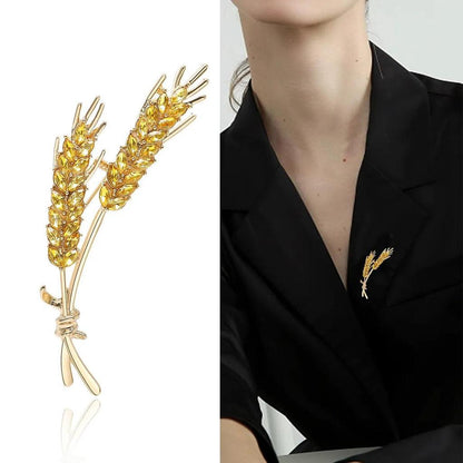 Women's 3-Color Rhinestone Wheat Brooch Lapel Pin by HitMyNeed