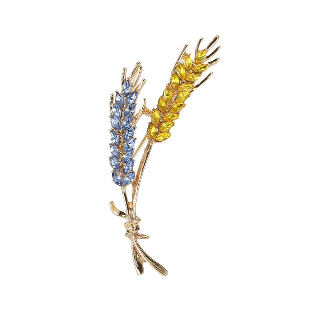 Women's 3-Color Rhinestone Wheat Brooch Lapel Pin by HitMyNeed