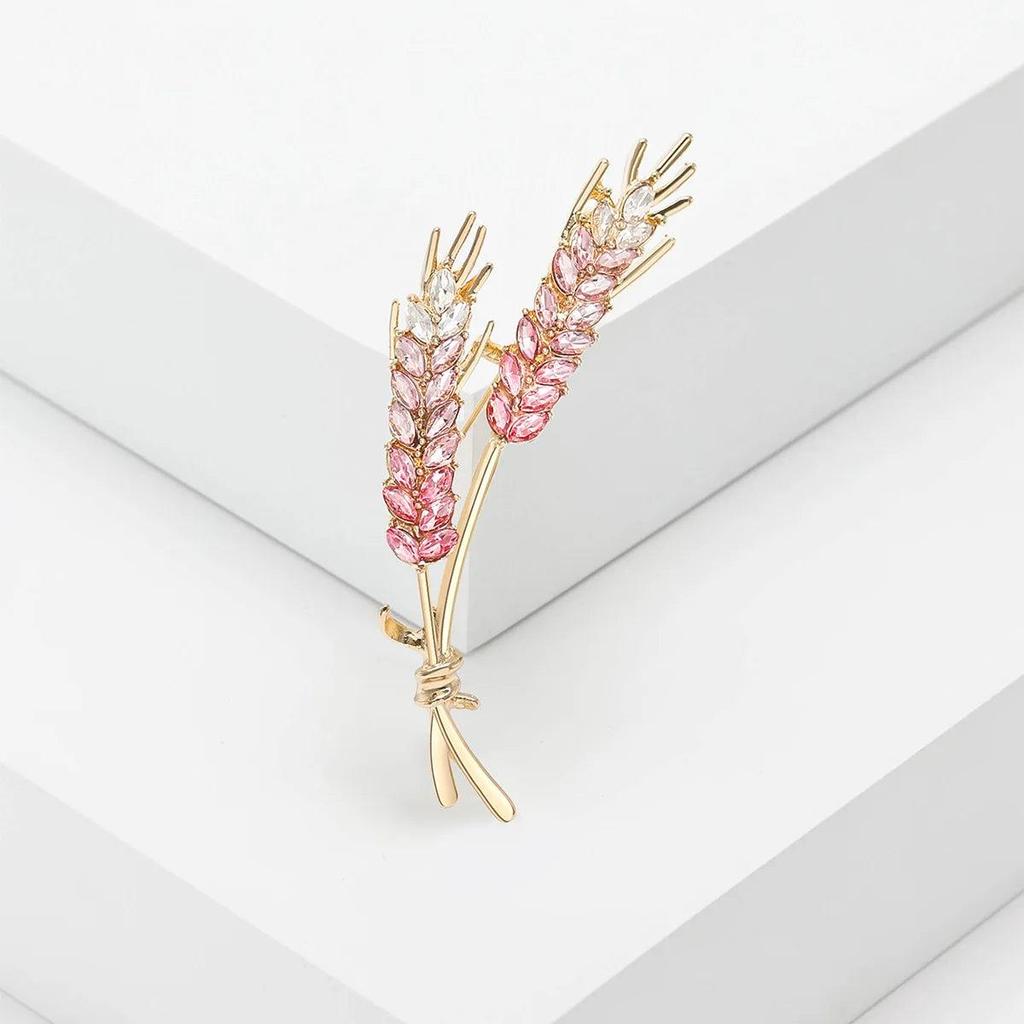 Women's 3-Color Rhinestone Wheat Brooch Lapel Pin rd3629pk by HitMyNeed