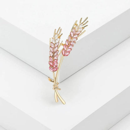 Women's 3-Color Rhinestone Wheat Brooch Lapel Pin rd3629pk by HitMyNeed