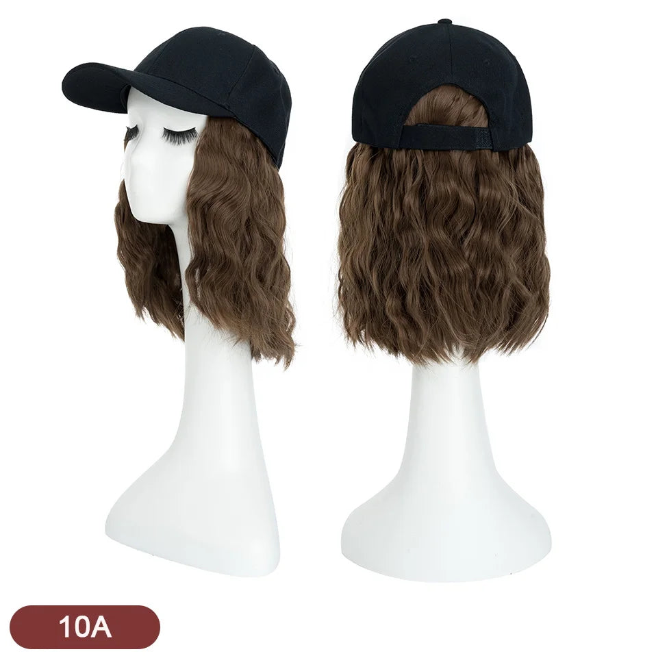 Women's 8" Wavy Baseball Cap Wig - Brown Synthetic 10.0 by HitMyNeed