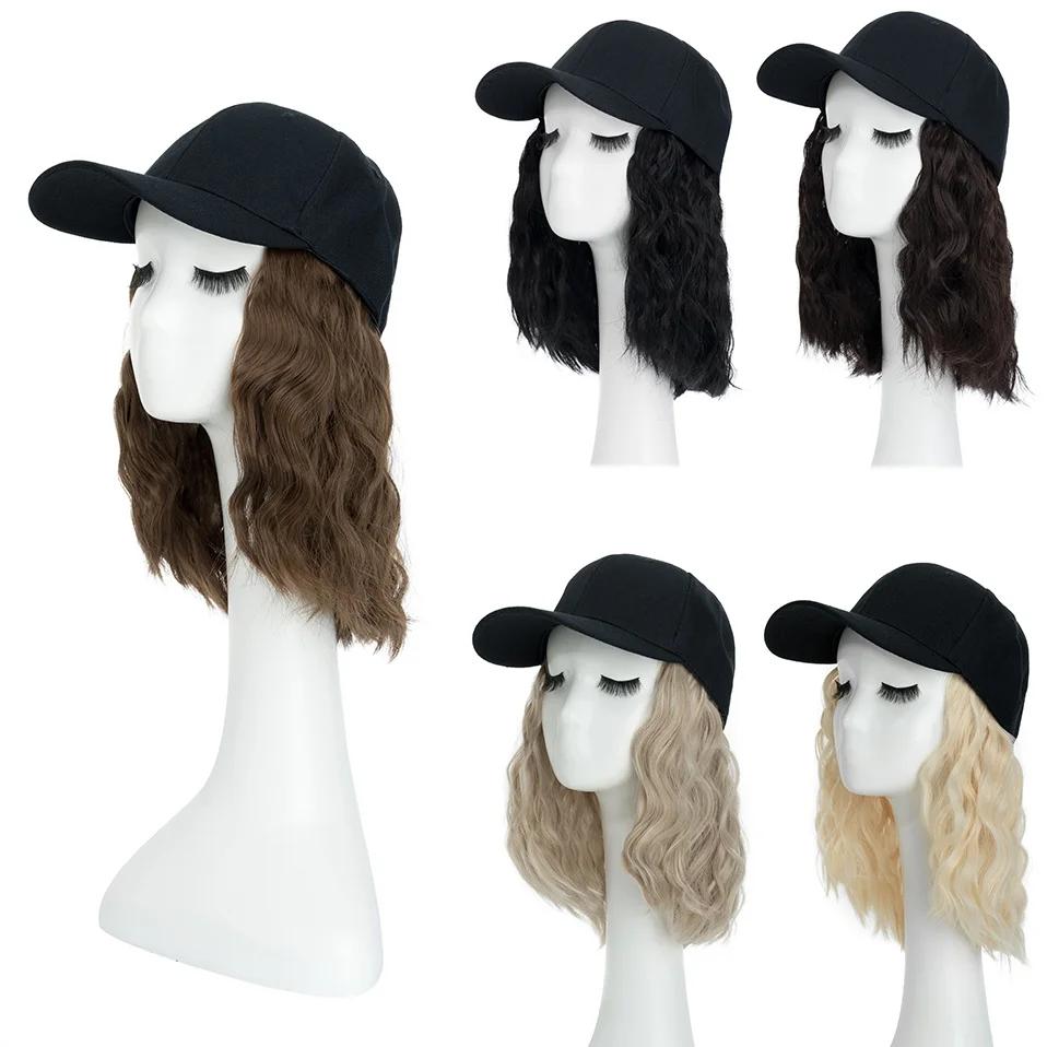 Women's 8" Wavy Baseball Cap Wig - Brown Synthetic by HitMyNeed