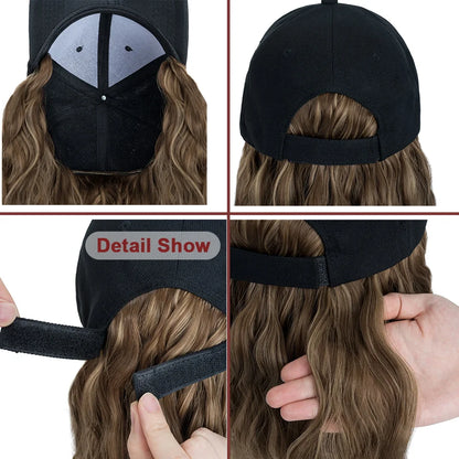 Women's 8" Wavy Baseball Cap Wig - Brown Synthetic by HitMyNeed