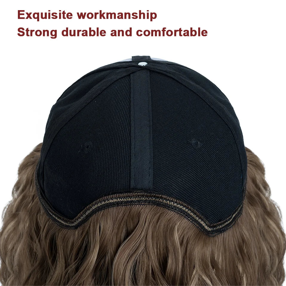 Women's 8" Wavy Baseball Cap Wig - Brown Synthetic by HitMyNeed