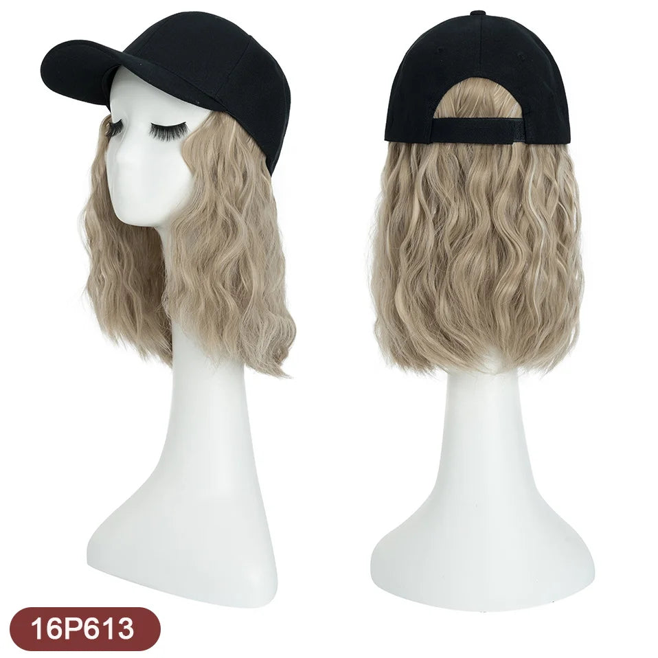 Women's 8" Wavy Baseball Cap Wig - Brown Synthetic 16p613 by HitMyNeed