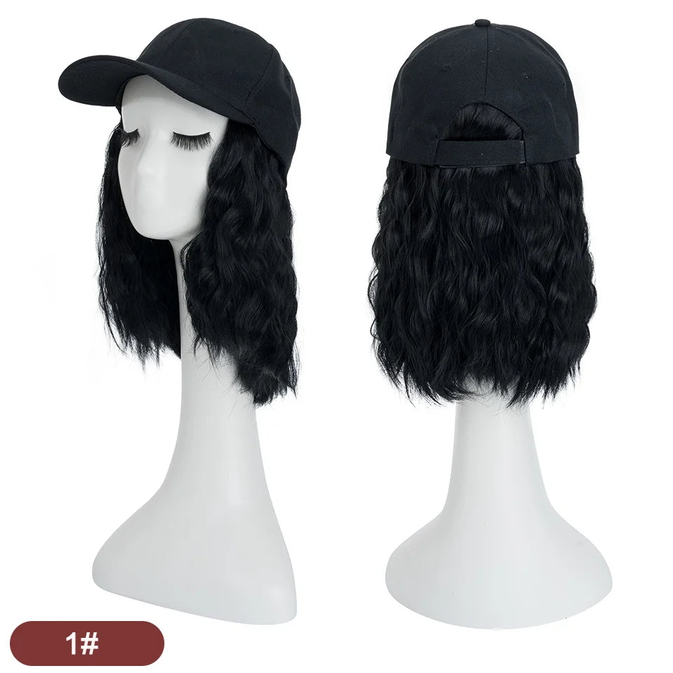 Women's 8" Wavy Baseball Cap Wig - Brown Synthetic 1.0 by HitMyNeed