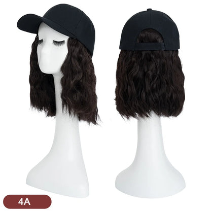 Women's 8" Wavy Baseball Cap Wig - Brown Synthetic 4a by HitMyNeed