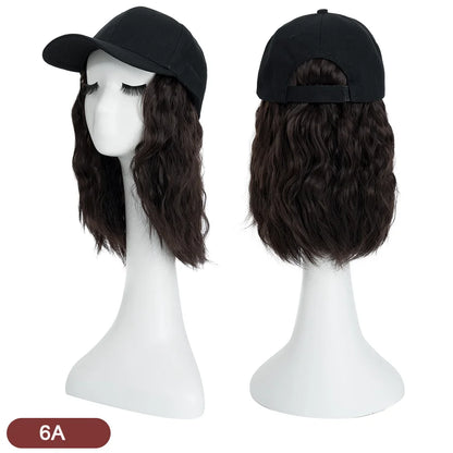 Women's 8" Wavy Baseball Cap Wig - Brown Synthetic 6a by HitMyNeed