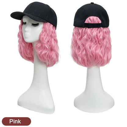 Women's 8" Wavy Baseball Cap Wig - Brown Synthetic burgundy by HitMyNeed