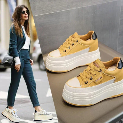 Women's 9cm Suede Platform Wedge Skate Shoes by HitMyNeed