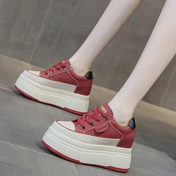 Women's 9cm Suede Platform Wedge Skate Shoes by HitMyNeed