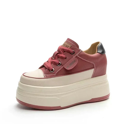 Women's 9cm Suede Platform Wedge Skate Shoes red-no-plush 37.0 by HitMyNeed