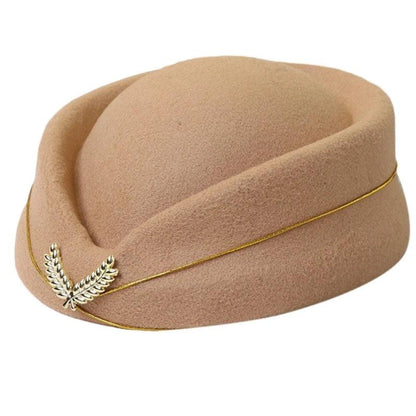 Women's Air Hostess Beret Uniform Costume Hat beige by HitMyNeed