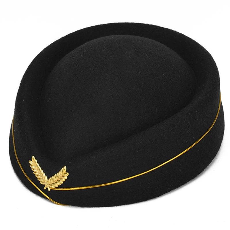 Women's Air Hostess Beret Uniform Costume Hat black by HitMyNeed