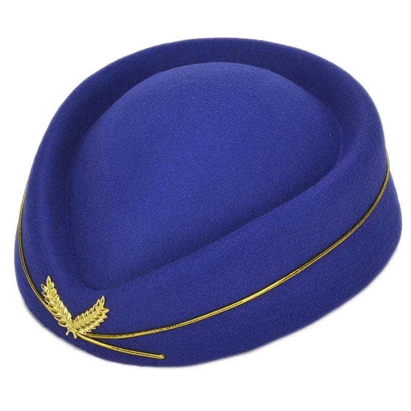 Women's Air Hostess Beret Uniform Costume Hat blue by HitMyNeed