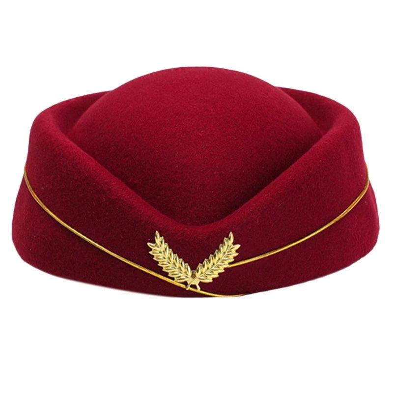 Women's Air Hostess Beret Uniform Costume Hat claret by HitMyNeed