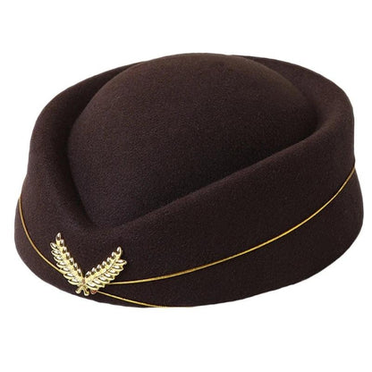 Women's Air Hostess Beret Uniform Costume Hat coffee by HitMyNeed