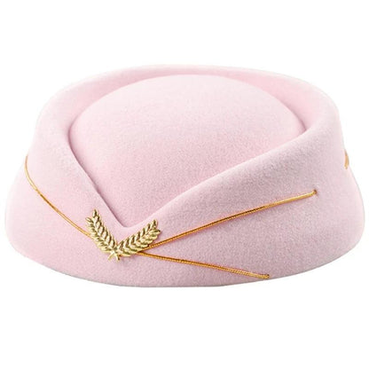 Women's Air Hostess Beret Uniform Costume Hat pink by HitMyNeed