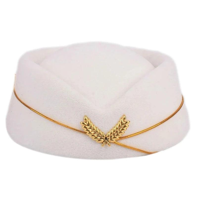 Women's Air Hostess Beret Uniform Costume Hat white by HitMyNeed