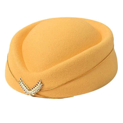 Women's Air Hostess Beret Uniform Costume Hat yellow by HitMyNeed
