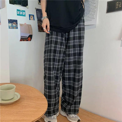 Women's Black and White Plaid Wide Leg Pants by HitMyNeed