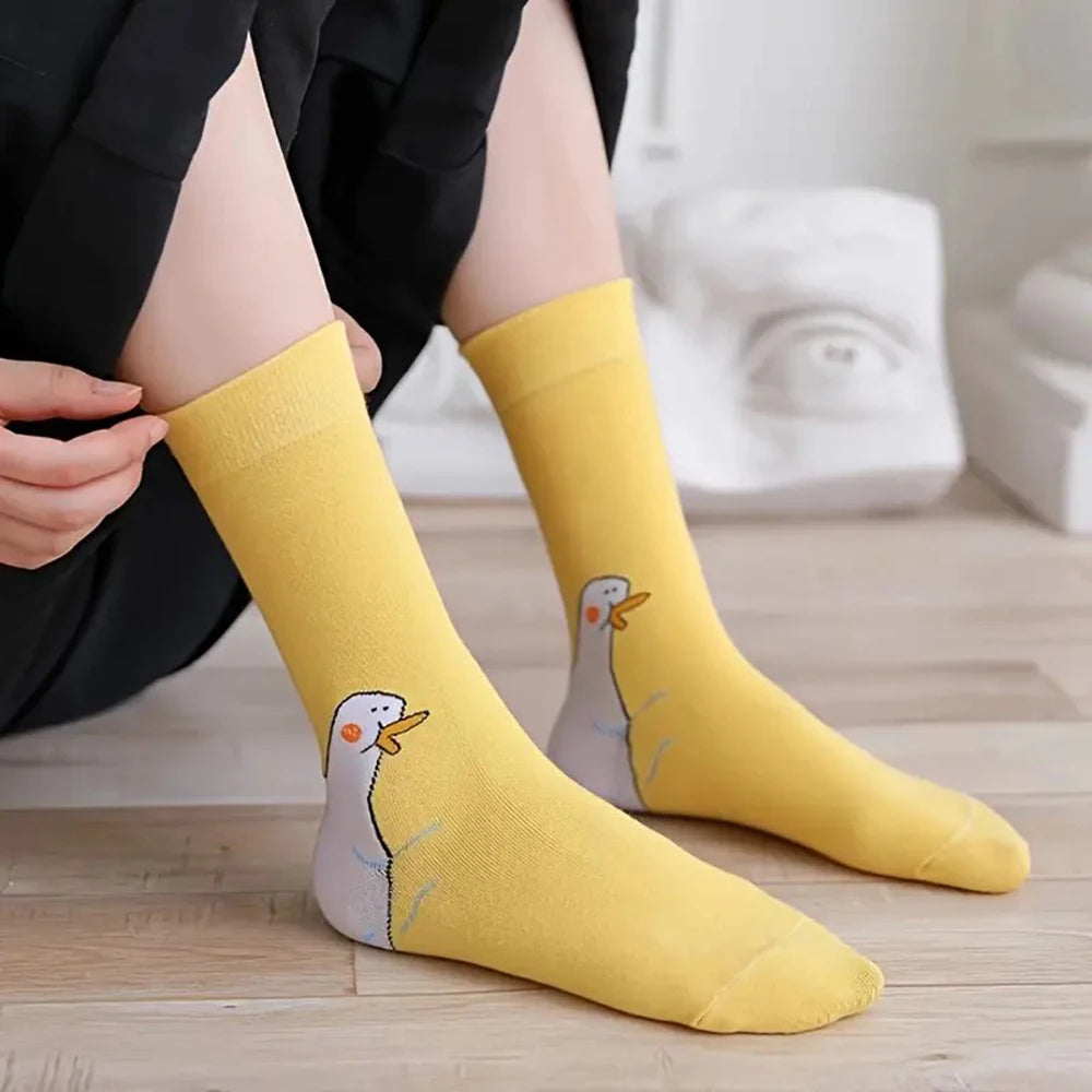Women's Cartoon Goose Socks - Soft, Cute & Versatile by HitMyNeed