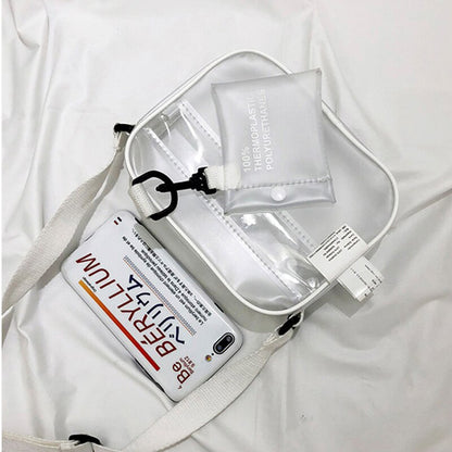 Women's Clear Crossbody Bag with White Strap by HitMyNeed