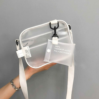 Women's Clear Crossbody Bag with White Strap by HitMyNeed