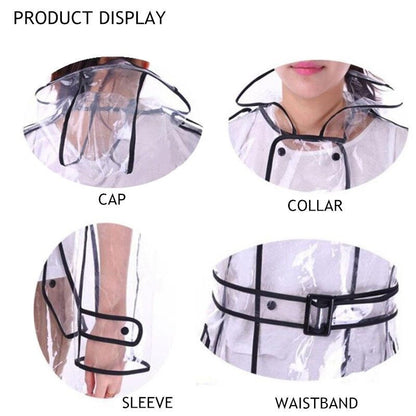 Women's Clear Hooded Raincoat with Belt by HitMyNeed