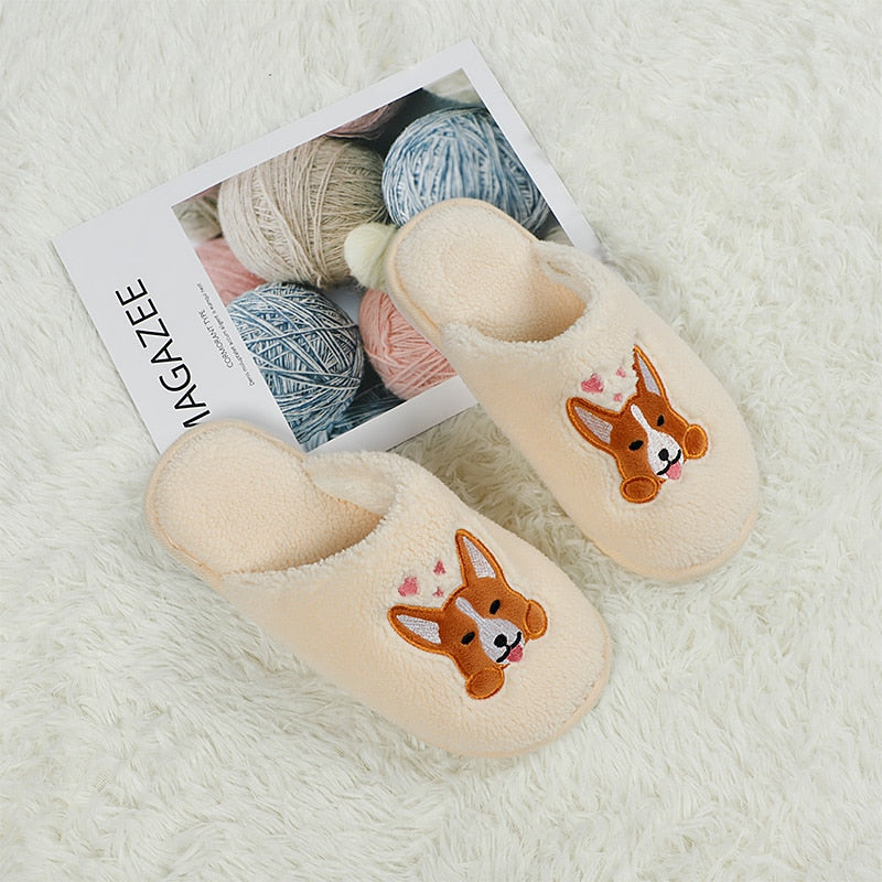Women's Corgi Indoor Slippers with Plush Lining by HitMyNeed