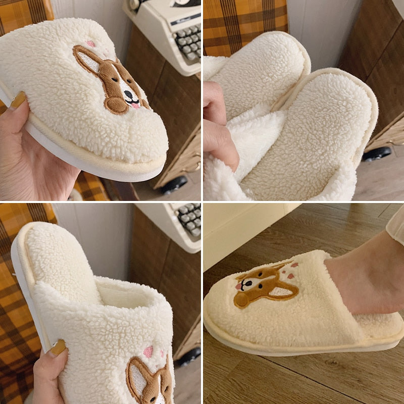 Women's Corgi Indoor Slippers with Plush Lining by HitMyNeed