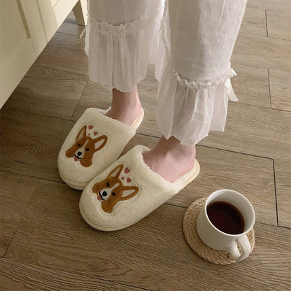 Women's Corgi Indoor Slippers with Plush Lining beige 6 by HitMyNeed