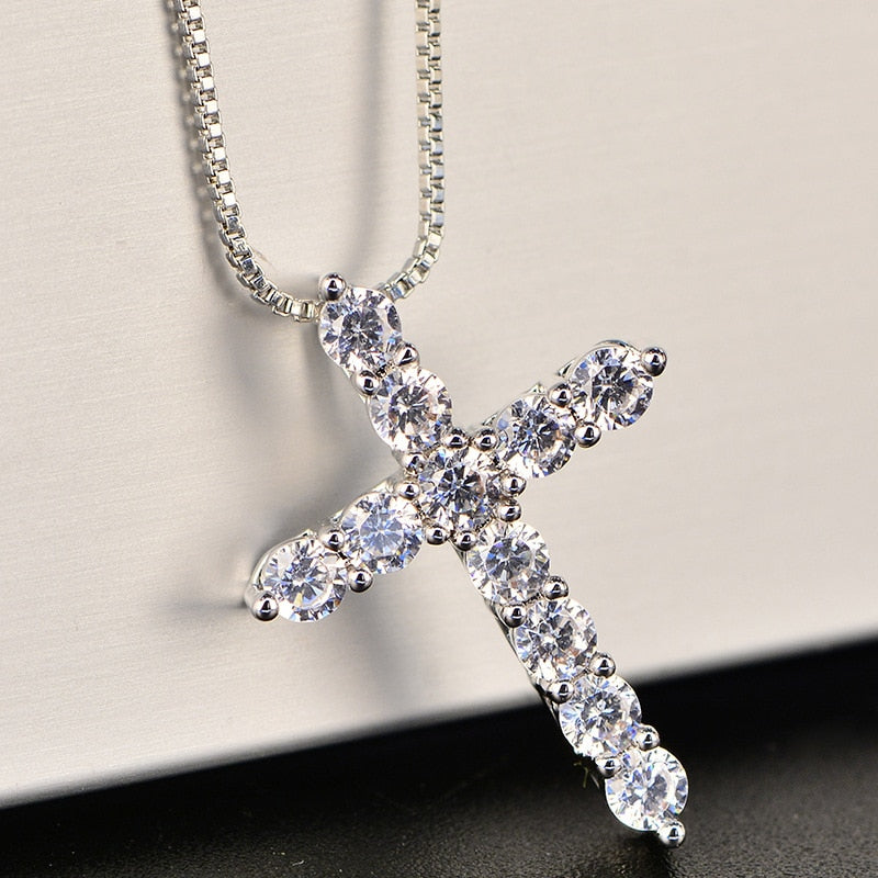 Women's Cross Necklace with Cubic Zirconia Pendant by HitMyNeed