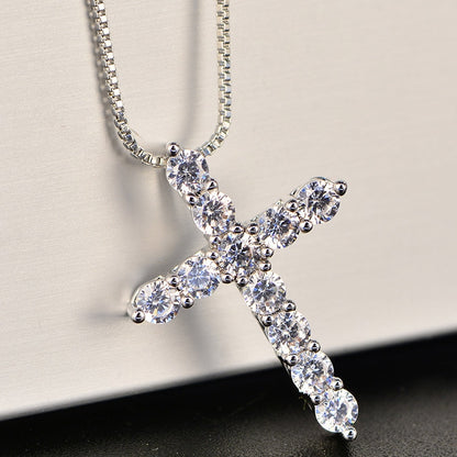 Women's Cross Necklace with Cubic Zirconia Pendant by HitMyNeed