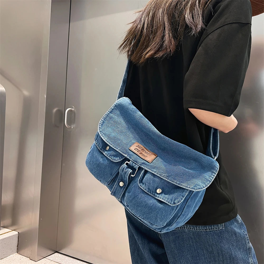 Women's Denim Crossbody Bag with Adjustable Strap by HitMyNeed