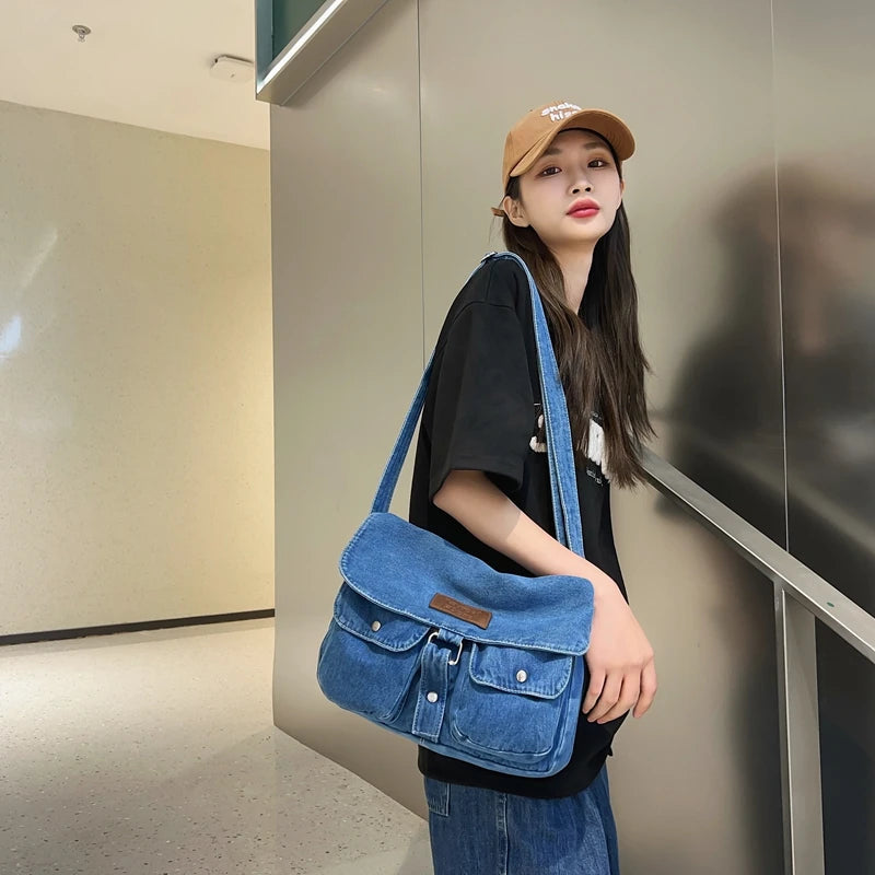 Women's Denim Crossbody Bag with Adjustable Strap by HitMyNeed