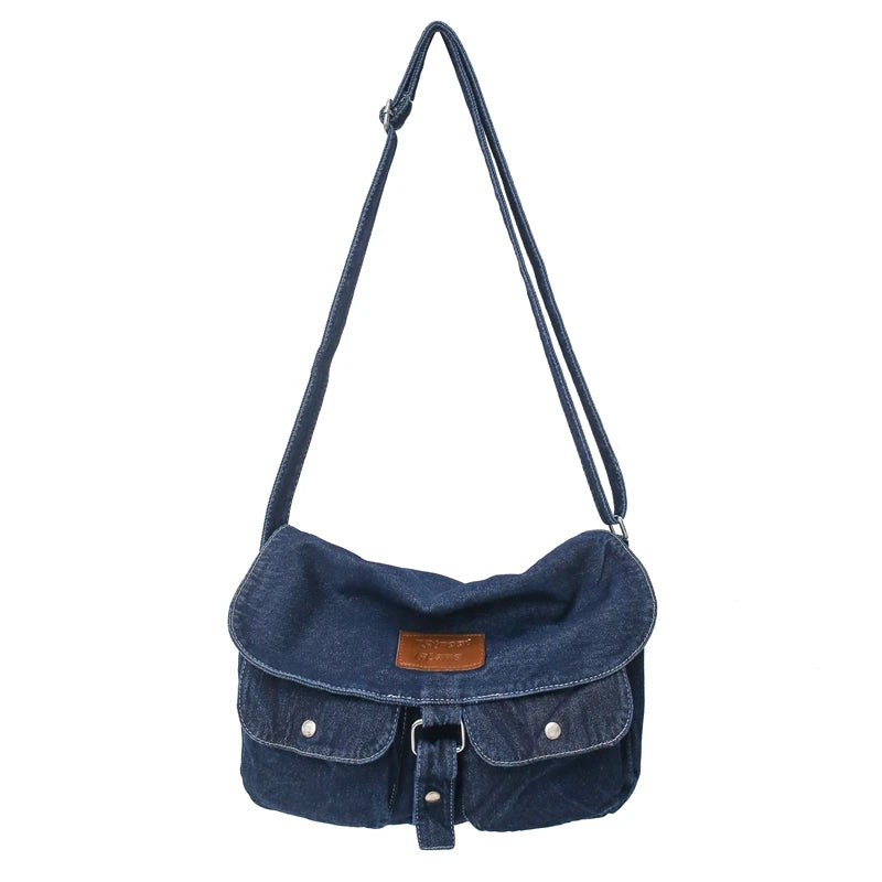 Women's Denim Crossbody Bag with Adjustable Strap dark-blue by HitMyNeed