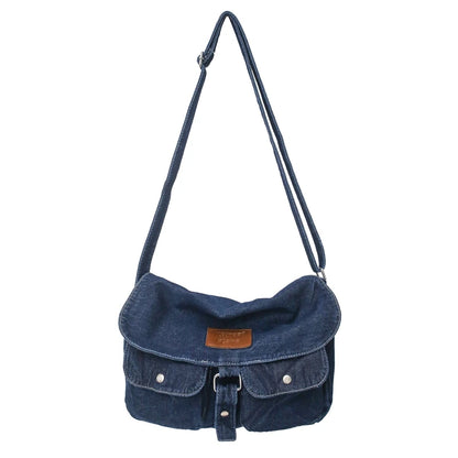 Women's Denim Crossbody Bag with Adjustable Strap dark-blue by HitMyNeed