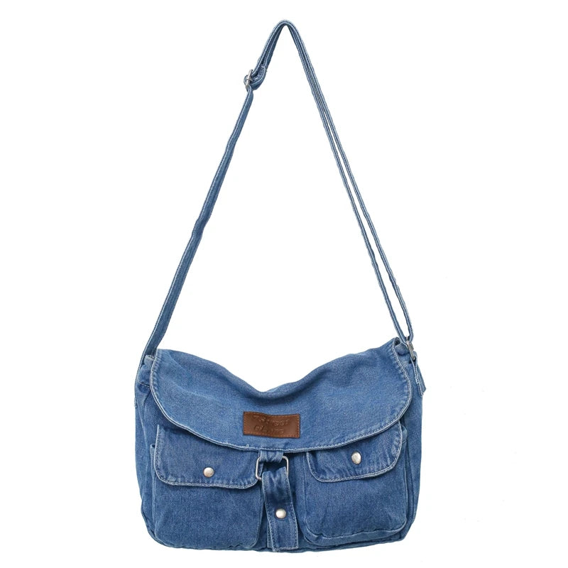 Women's Denim Crossbody Bag with Adjustable Strap light-blue by HitMyNeed