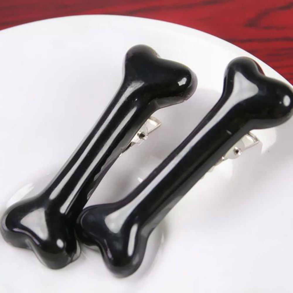 Women's Dog Bone Hair Clips (Set of 2) black by HitMyNeed