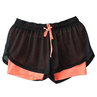 Women's Double Layer Exercise Shorts with Liner brite-orange s by HitMyNeed