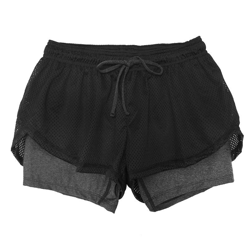 Women's Double Layer Exercise Shorts with Liner gray s by HitMyNeed