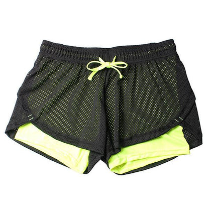 Women's Double Layer Exercise Shorts with Liner neon-yellow xl by HitMyNeed