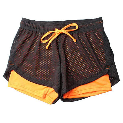 Women's Double Layer Exercise Shorts with Liner orange m by HitMyNeed