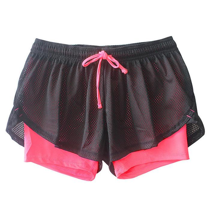 Women's Double Layer Exercise Shorts with Liner rose m by HitMyNeed